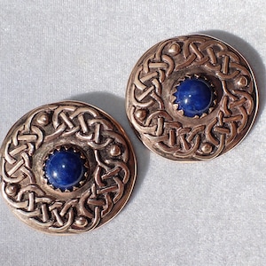 Celtic Knotwork Brooches in Bronze with Lapis
