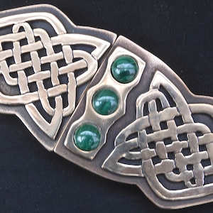 Bronze Cloak Clasp with Malachite