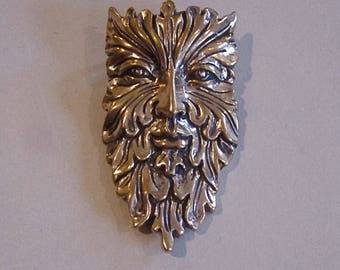 Bronze Green Man Pendant or Brooch