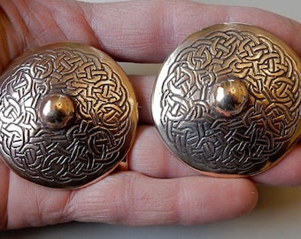 A Pair of Bronze Shield Brooches