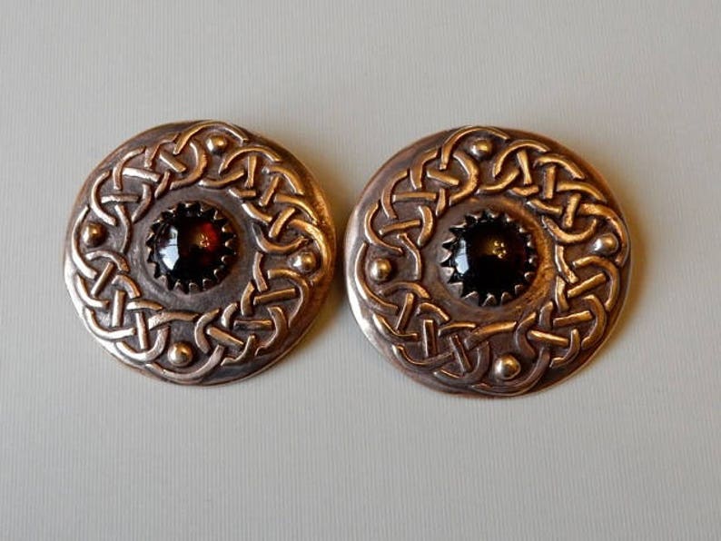 Garnet Celtic Knotwork Brooches in Bronze