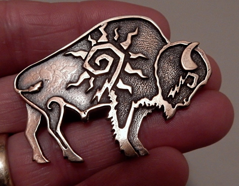 Buffalo Brooch or Pendant in Bronze