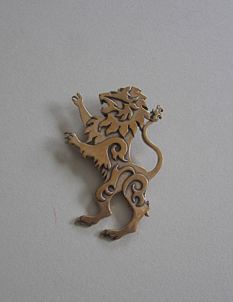 Lion Brooch or Pendant in Bronze image 1