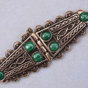 Cloak Clasp - Buckle Brooch with Malachite