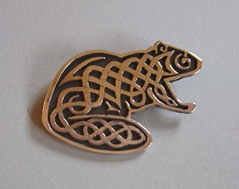 Celtic Beaver Brooch or Pendant in Bronze