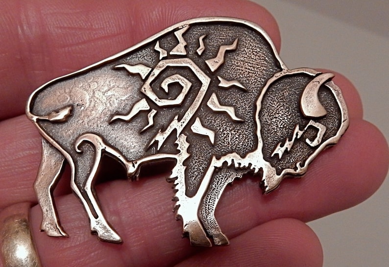 Buffalo Brooch or Pendant in Bronze