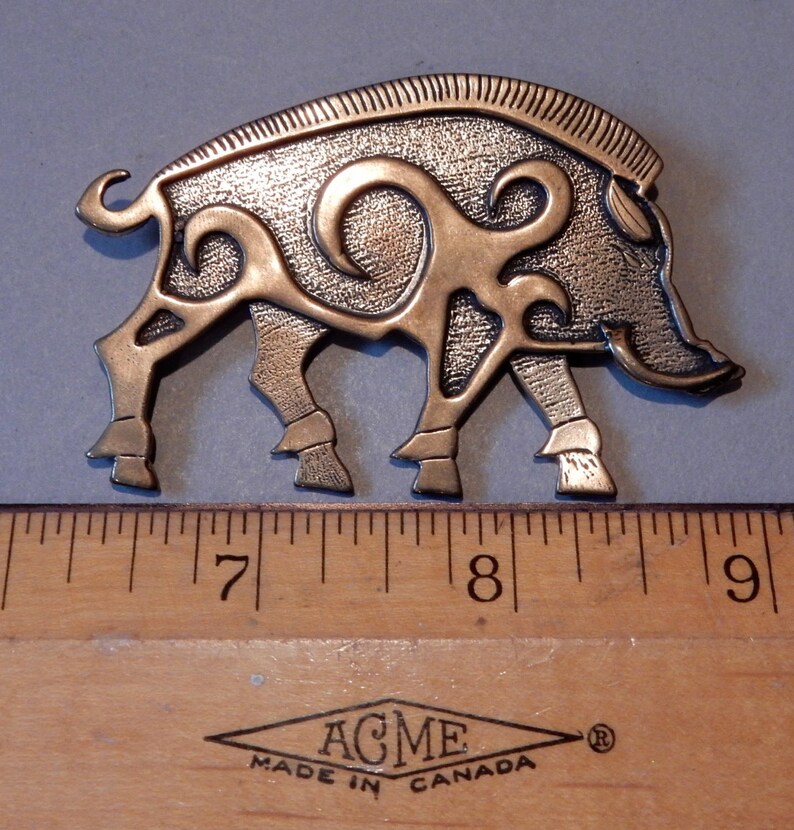 Large Boar Brooch or Pendant in Bronze image 4