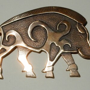 Large Boar Brooch or Pendant in Bronze image 2