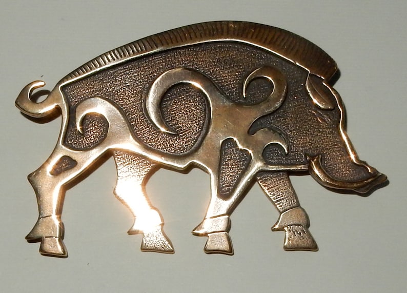 Large Boar Brooch or Pendant in Bronze image 2