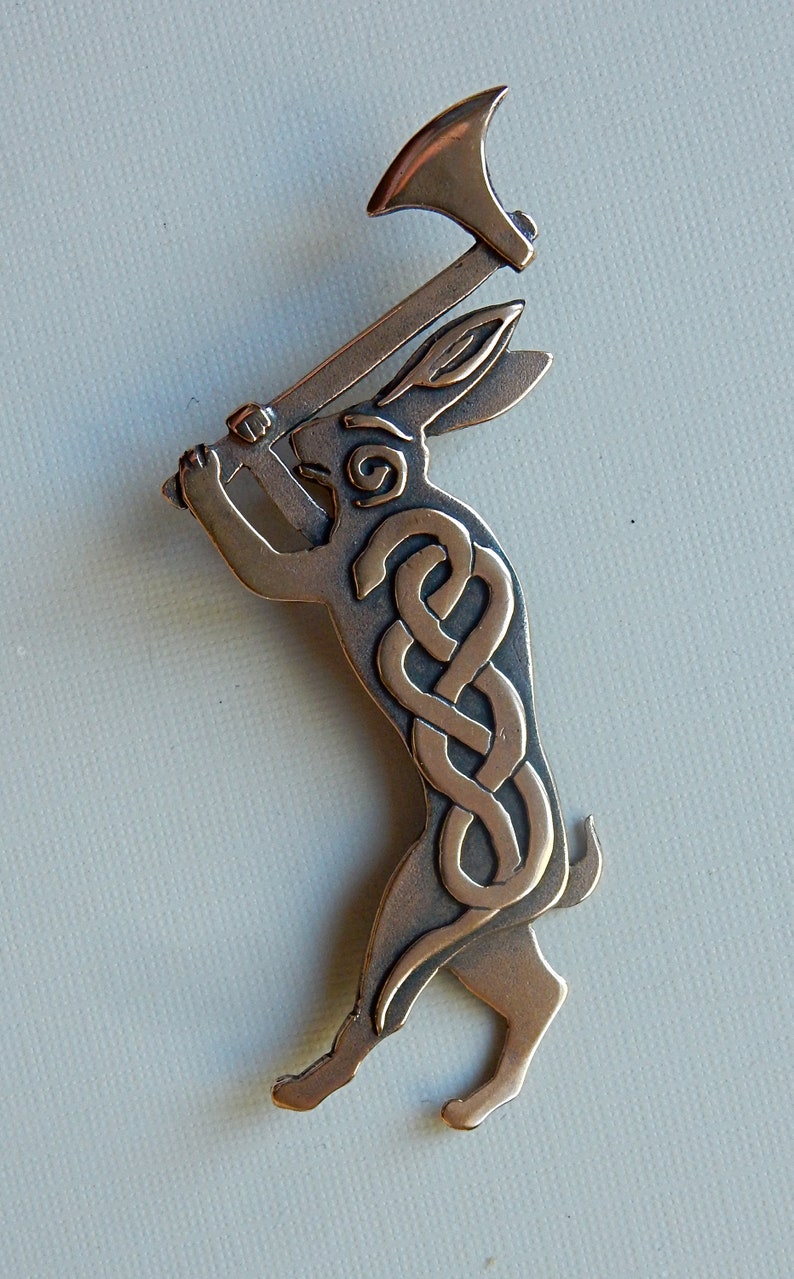 Killer Rabbit with Axe Pendant or Brooch | Etsy