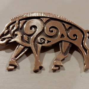 Boar Brooch or Pendant in Bronze