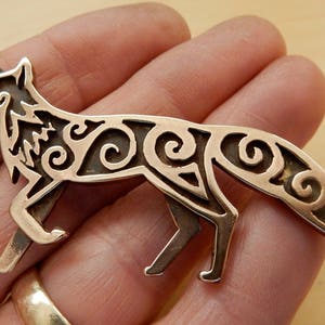 Celtic Fox Brooch or Pendant in Bronze or Silver image 2