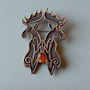 Moose Brooch or Pendant in Bronze