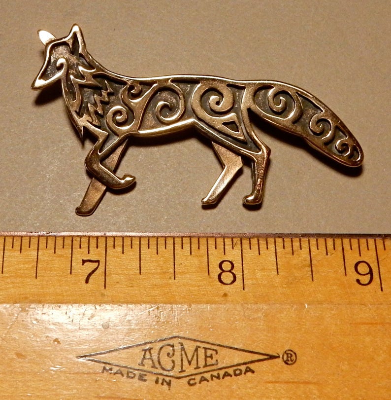 Celtic Fox Brooch or Pendant in Bronze or Silver image 6