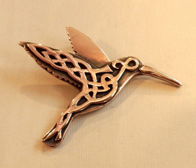 Celtic Hummingbird Pendant or Brooch in Bronze image 6