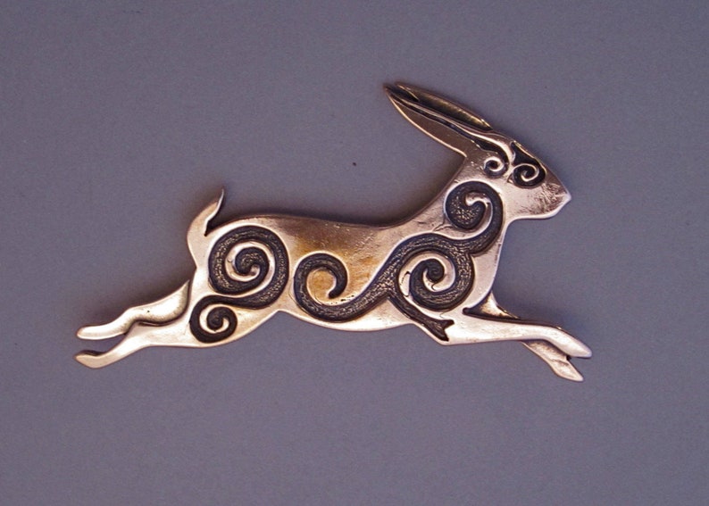 Large Rabbit Brooch or Pendant in Bronze image 1