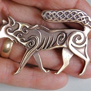 Celtic Wolf Brooch or Pendant in Bronze image 6