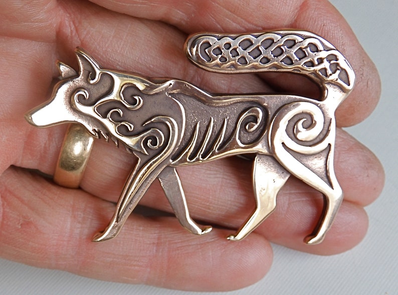 Celtic Wolf Brooch or Pendant in Bronze image 6