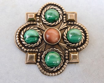 Frankish Pendant with Malachite and Sunstone