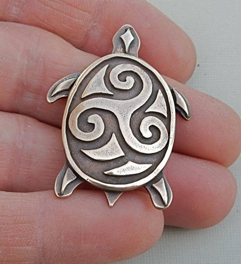 Turtle brooch with triskele spiral decoration by MasterArk