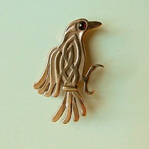 Celtic Raven Brooch or Pendant in Bronze image 5