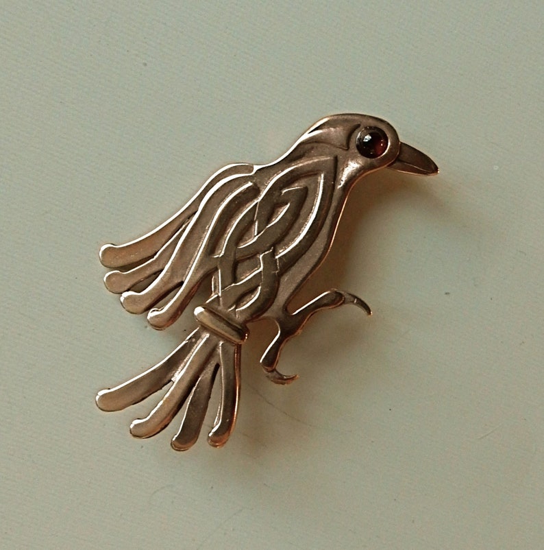 Celtic Raven Brooch or Pendant in Bronze image 8