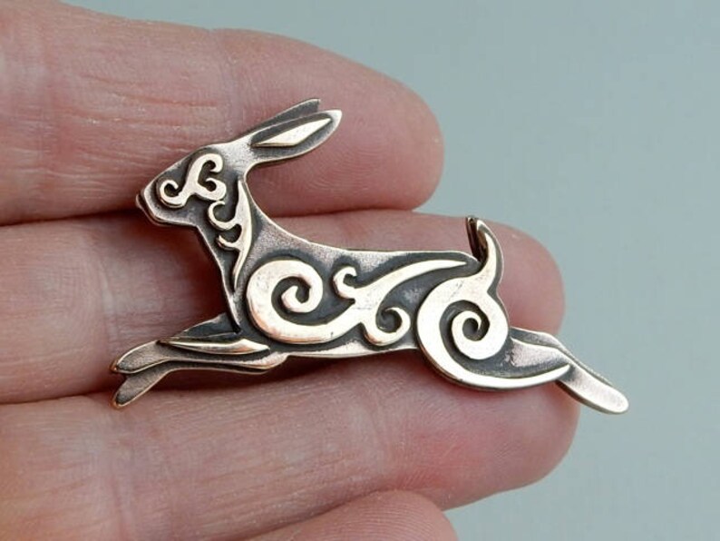 Celtic Rabbit Brooch or Pendant in Bronze - Etsy