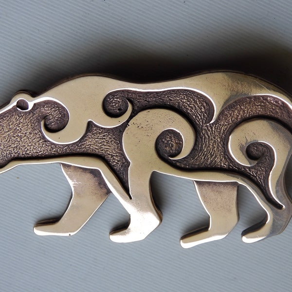 Large Bear Brooch or Pendant in Bronze