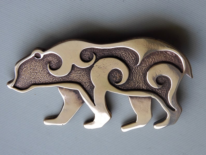Large Bear Brooch or Pendant in Bronze image 1