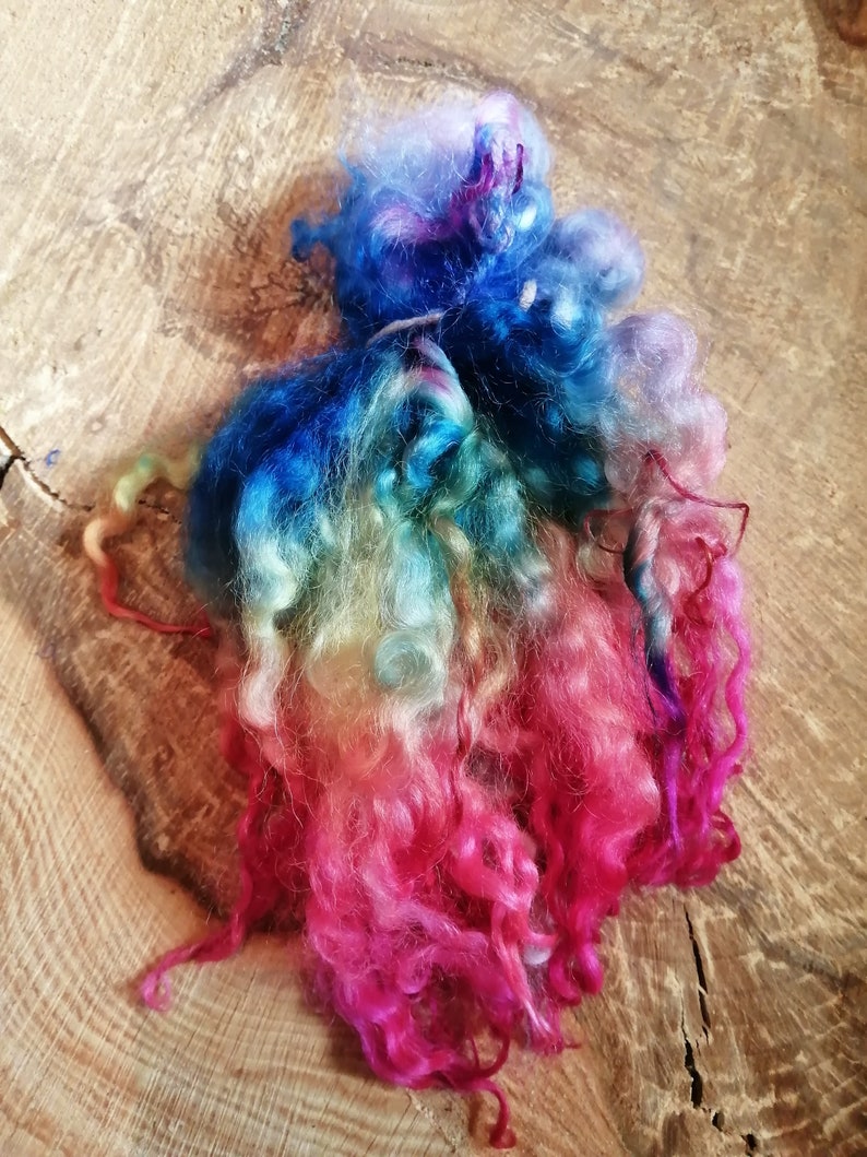 spinning Yarn Candy 25g hand dyed Leciester Longwool for felting fairies and textile crafts