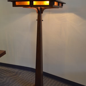 Mission Style Prairie Craftsman Oak and Mica Floor Lamp