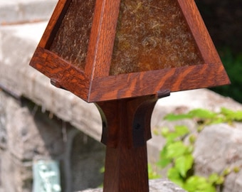 Mission Oak Arts and Crafts Mica Table Lamp