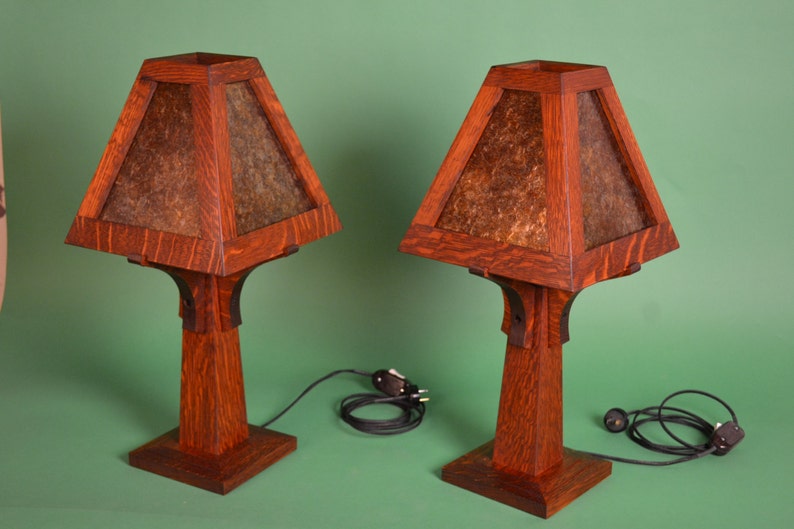 Mission Oak Arts and Crafts Mica Table Lamp Etsy