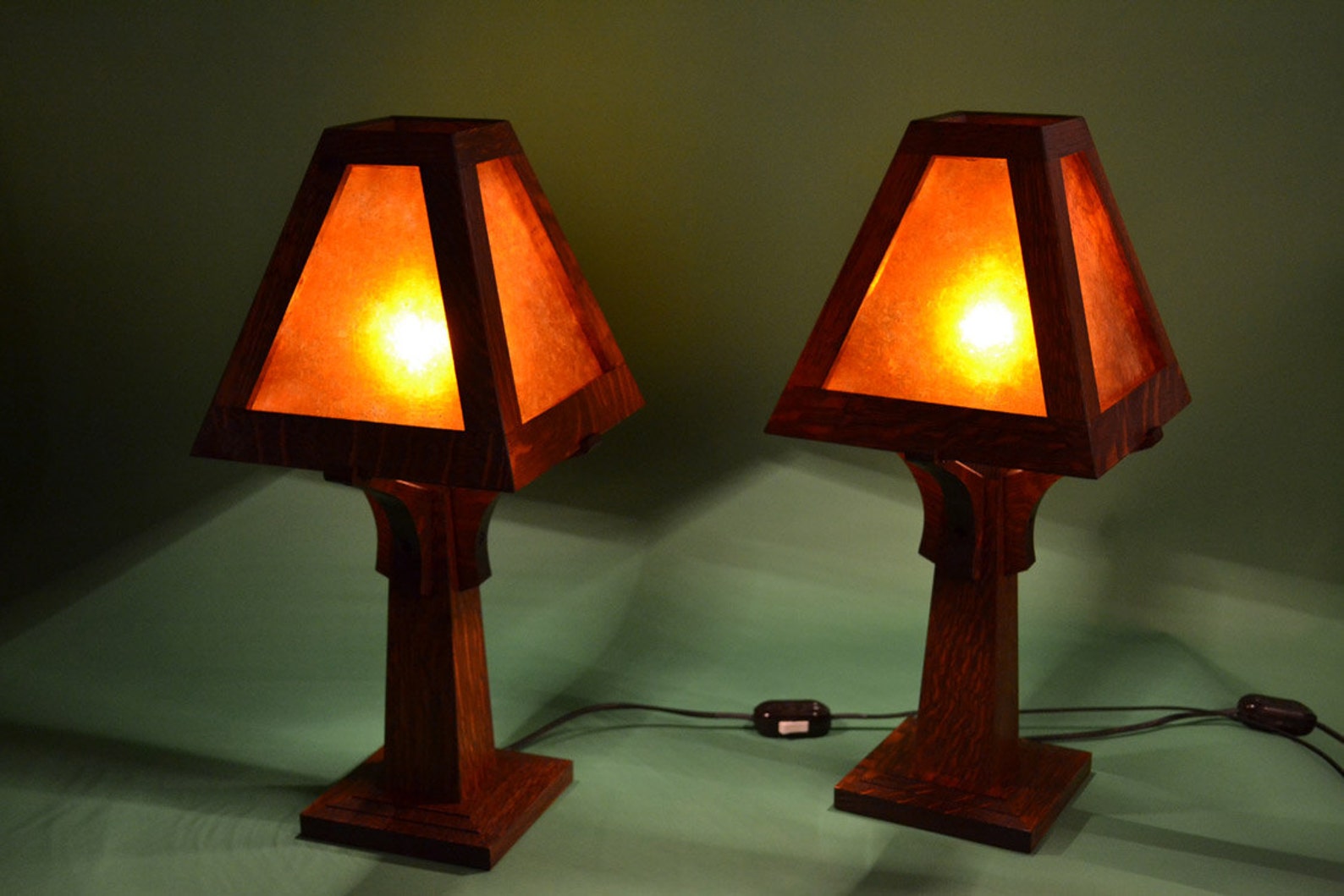 Mission Oak Arts and Crafts Mica Table Lamp Etsy