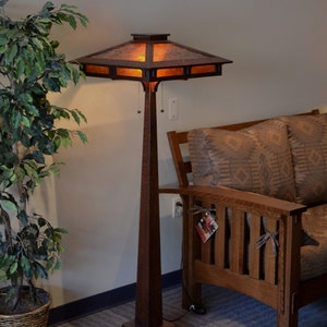 Mission Style Prairie Craftsman Oak and Mica Floor Lamp