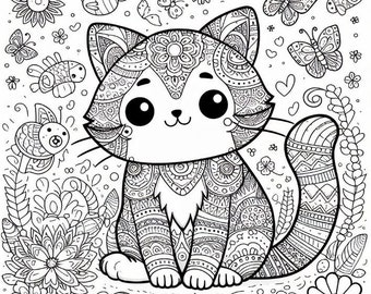 Cats, Coloring Book, 16 pages