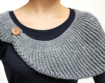 Knit-Look Half Moon Crochet Shawl