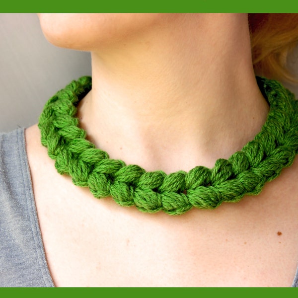 Crochet Necklace Pattern. Cable crochet necklace. Easy technique with phenomenal results! Step by step tutorial with pictures PDF download