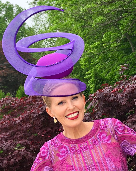 Violet Spiral Headpiece Royal Ascot Hat 
