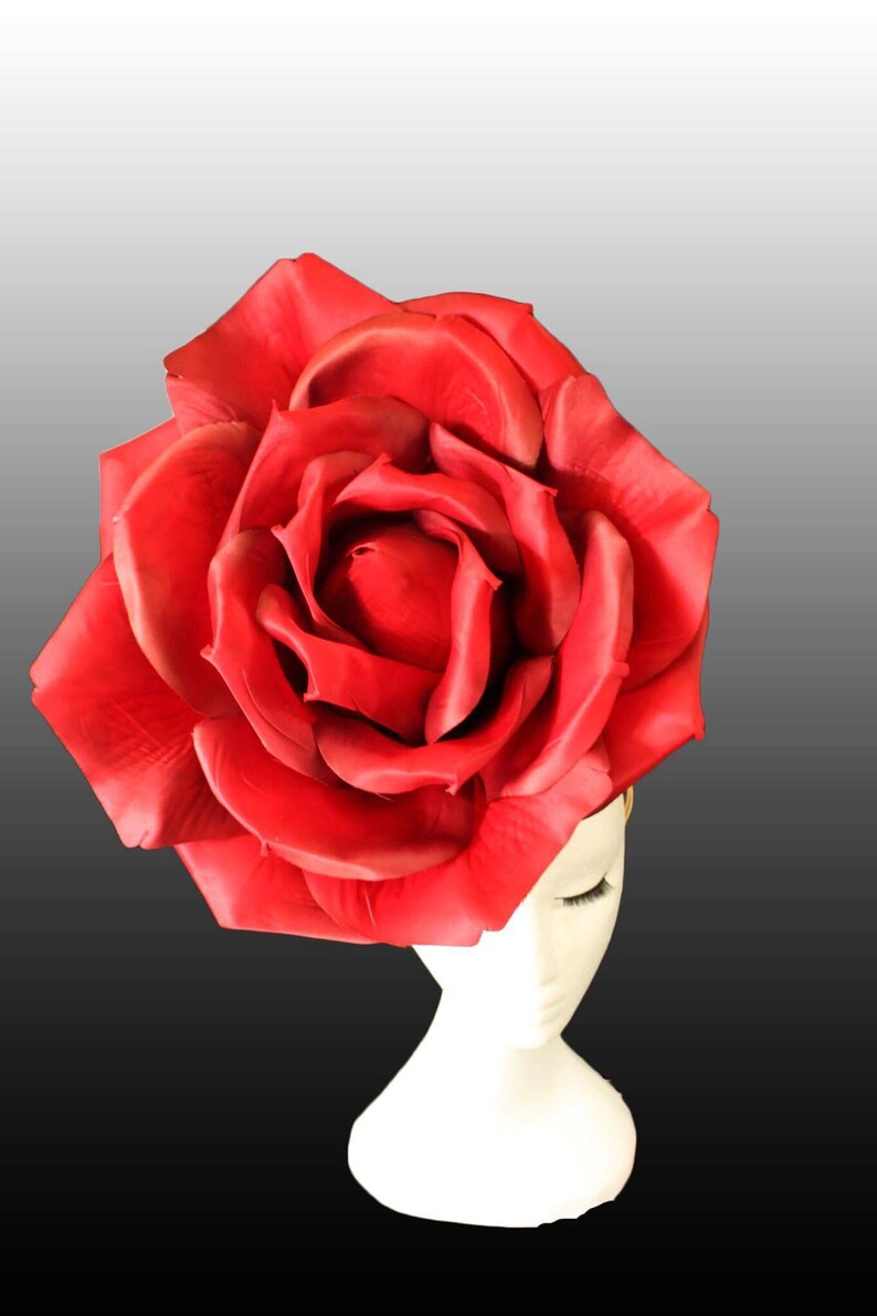 Red Giant Rose Hat Huge Red Rose Fascinator Races Headpiece Etsy UK