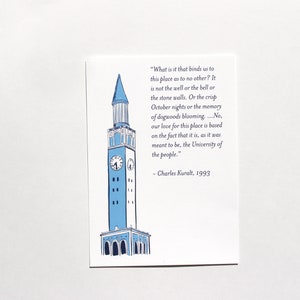 UNC Bell Tower Art Print | 5x7" Graduation Gift | Famous Charles Kuralt Quote