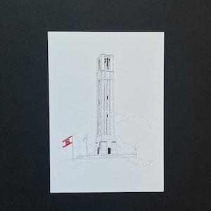 Impresión del campanario del estado de Carolina del Norte / Arte Wolfpack del estado de Carolina del Norte
