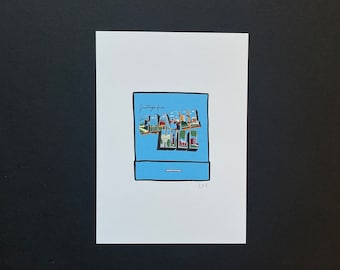 Impresión de caja de cerillas de Chapel Hill / Mural de Chapel Hill / Regalo UNC