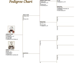 pedigree chart etsy 4 generation pedigree chart