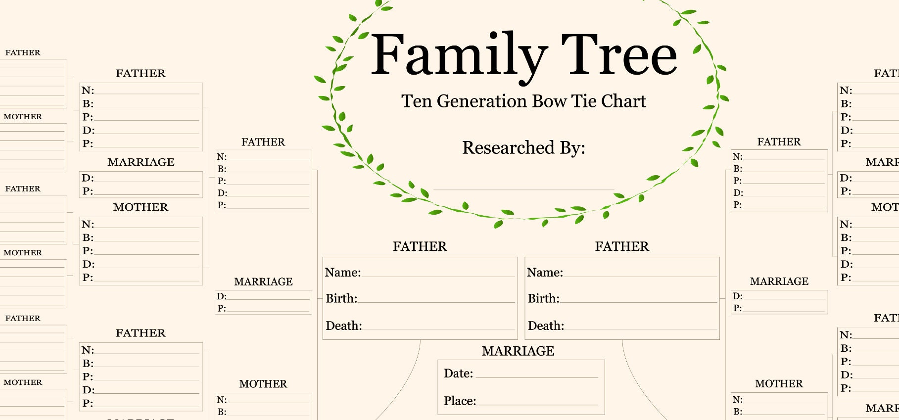 New Elegant Design 10 Generation Bow Tie Chart JPG and PDF Etsy