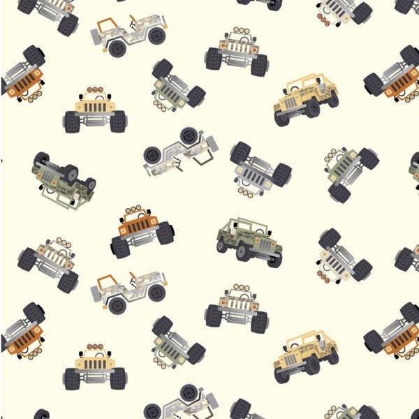 Kanvas Studios Safari Adventure Tossed Jeeps KAS12945-07 Cotton Fabric