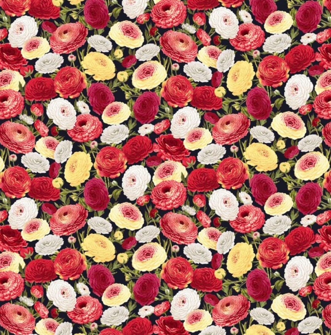 Henry Glass Flower Market Packed Flowers HEG-640-89 Cotton Fabric - Etsy
