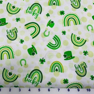 Northcott Fabric Lucky Irish Blessings St. Patrick's Day Shamrocks Rainbows Hats 10521.10 cotton fabric