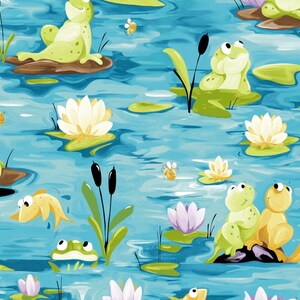 Clothworks Turquoise Paul's Pond Allover by Susybee SB20408-950 Cotton Fabric