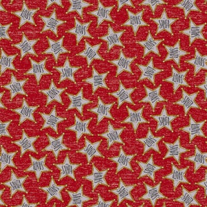 Baxter Mill Wild West Santa Christmas Santa Sheriff Badge Red background 100% Quilt Shop Cotton Fabric by the yard